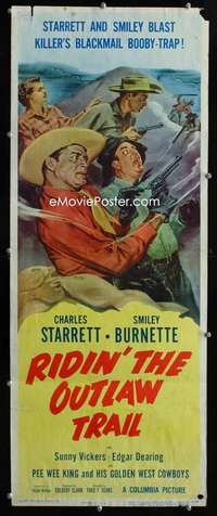 f498 RIDIN' THE OUTLAW TRAIL insert movie poster '51 Charles Starrett