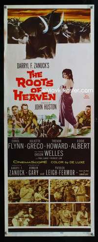 f505 ROOTS OF HEAVEN insert movie poster '58 Errol Flynn, Julie Greco