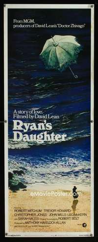 f509 RYAN'S DAUGHTER insert movie poster '70 David Lean, Lesset art!