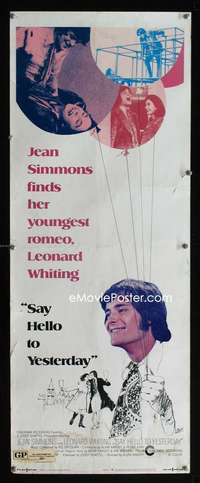 f511 SAY HELLO TO YESTERDAY insert movie poster '71 Jean Simmons