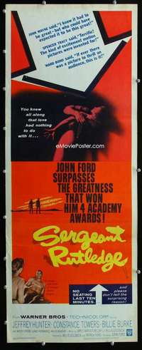 f518 SERGEANT RUTLEDGE insert movie poster '60 John Ford western!