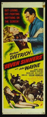 f520 SEVEN SINNERS insert movie poster R48 Dietrich, John Wayne