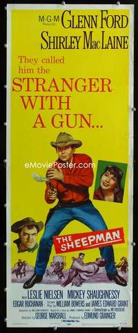 f522 SHEEPMAN insert movie poster '58 Glenn Ford, Shirley MacLaine