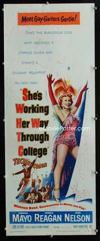 f523 SHE'S WORKING HER WAY THROUGH COLLEGE insert movie poster '52