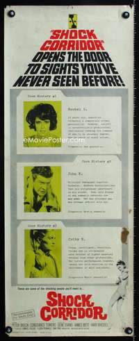 f524 SHOCK CORRIDOR insert movie poster '63 Sam Fuller's masterpiece!