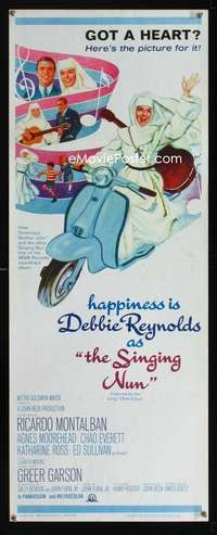 f532 SINGING NUN insert movie poster '66 Debbie Reynolds riding Vespa!
