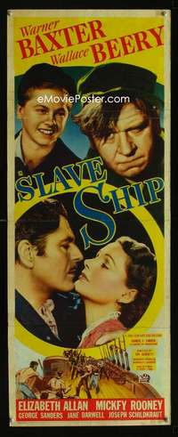 f535 SLAVE SHIP insert movie poster '37 Warner Baxter, Wallace Beery