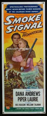 f538 SMOKE SIGNAL insert movie poster '55 Dana Andrews, Piper Laurie