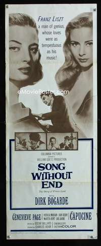 f543 SONG WITHOUT END insert movie poster '60 Bogarde, Franz Liszt