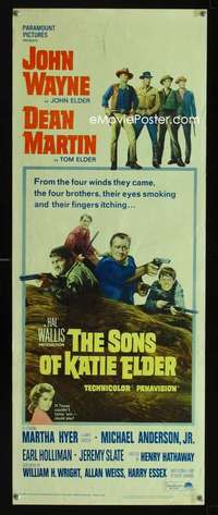 f544 SONS OF KATIE ELDER insert movie poster '65 John Wayne, Martin