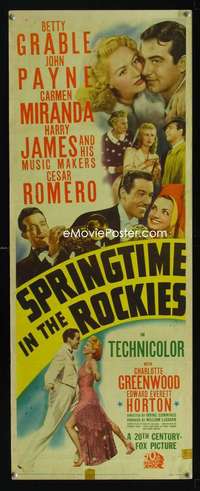f557 SPRINGTIME IN THE ROCKIES insert movie poster '42 Grable