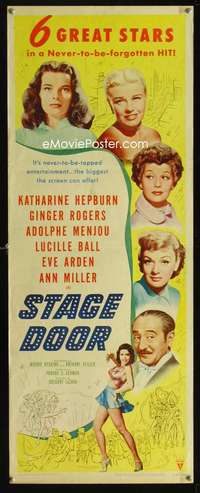 f558 STAGE DOOR insert movie poster R53 Kate Hepburn, Ginger Rogers