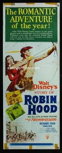f565 STORY OF ROBIN HOOD insert movie poster '52 Richard Todd, Disney