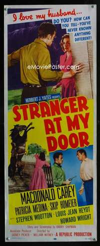 f566 STRANGER AT MY DOOR insert movie poster '56 MacDonald Carey