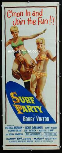 f572 SURF PARTY insert movie poster '64 Bobby Vinton, Patricia Morrow