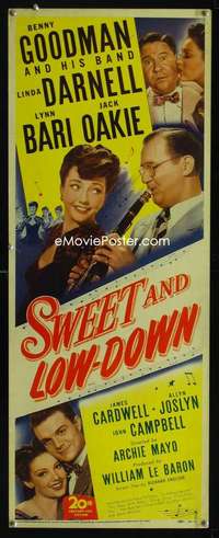 f574 SWEET & LOWDOWN insert movie poster '44 Benny Goodman & Band!