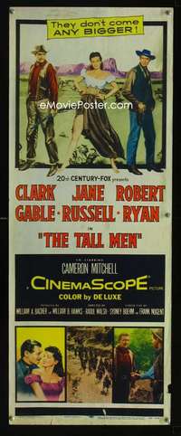 f579 TALL MEN insert movie poster '55 Clark Gable, Jane Russell, Ryan