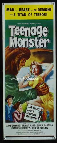 f583 TEENAGE MONSTER insert movie poster '57 Anne Gwynne, horror!