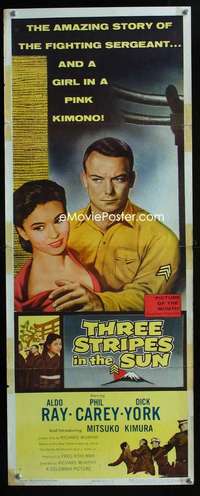 f600 THREE STRIPES IN THE SUN insert movie poster '55 Aldo Ray, Kimura