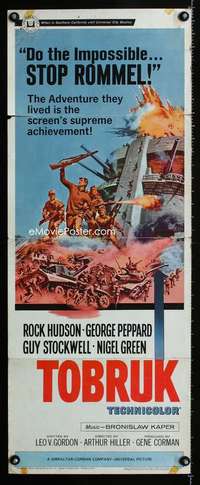 f605 TOBRUK insert movie poster '67 Rock Hudson, George Peppard, WWII