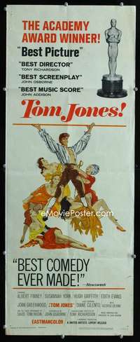 f606 TOM JONES insert movie poster '63 Albert Finney, Edith Evans