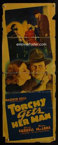 f609 TORCHY GETS HER MAN insert movie poster '38 Farrell as Blane!