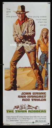 f615 TRAIN ROBBERS insert movie poster '73 John Wayne, Ann-Margret