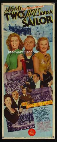 f619 TWO GIRLS & A SAILOR insert movie poster '44 June Allyson
