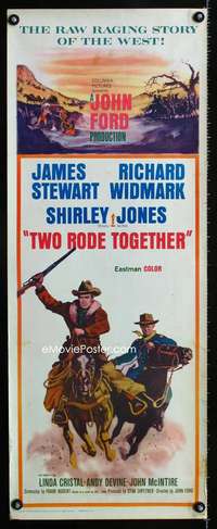 f620 TWO RODE TOGETHER insert movie poster '60 James Stewart, Ford