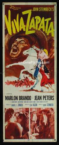 f633 VIVA ZAPATA insert movie poster '52 Marlon Brando, John Steinbeck