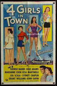 h029 4 GIRLS IN TOWN one-sheet movie poster '56 sexy Julie Adams plus 3!