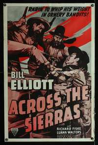 h033 ACROSS THE SIERRAS one-sheet movie poster R48 Wild Bill Elliot