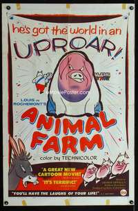 h051 ANIMAL FARM one-sheet movie poster '55 classic George Orwell cartoon!