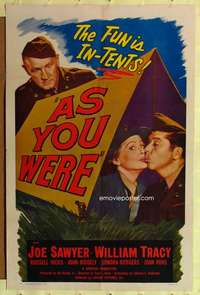 h057 AS YOU WERE one-sheet movie poster '51 Joe Sawyer, William Tracy