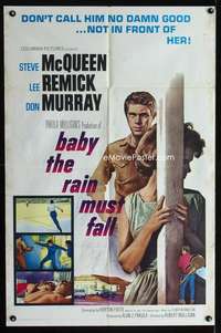 h063 BABY THE RAIN MUST FALL one-sheet movie poster '65 Steve McQueen