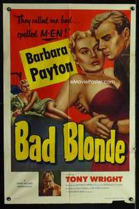h066 BAD BLONDE one-sheet movie poster '53 classic sexy bad girl image!