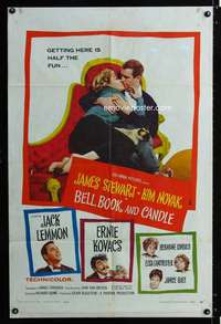 h076 BELL, BOOK & CANDLE one-sheet movie poster '58 James Stewart,Kim Novak