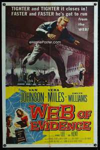 h811 WEB OF EVIDENCE one-sheet movie poster '59 Van Johnson, Vera Miles