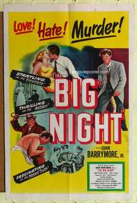 h081 BIG NIGHT one-sheet movie poster '51 John Barrymore Jr,Preston Foster