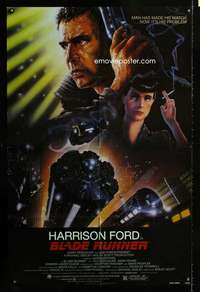 h084 BLADE RUNNER one-sheet movie poster '82 Harrison Ford, John Alvin art!