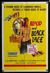 h086 BLOOD & BLACK LACE one-sheet movie poster '65 Mario Bava, horror!