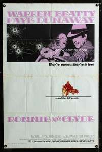 h091 BONNIE & CLYDE one-sheet movie poster '67 Warren Beatty, Faye Dunaway