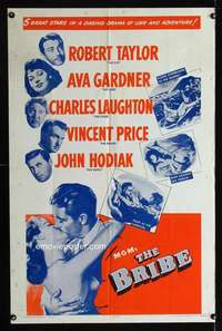 h096 BRIBE one-sheet movie poster R65 Robert Taylor, Ava Gardner, Laughton
