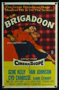 h097 BRIGADOON one-sheet movie poster '54 Gene Kelly, Cyd Charisse