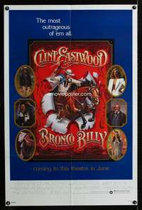 h098 BRONCO BILLY advance one-sheet movie poster '80 Eastwood, Huyssen art!