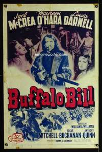 h101 BUFFALO BILL one-sheet movie poster R56 Joel McCrea, Maureen O'Hara