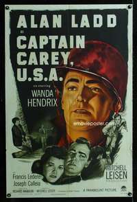 h106 CAPTAIN CAREY USA one-sheet movie poster '50 Alan Ladd, Mona Lisa!