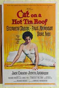 h108 CAT ON A HOT TIN ROOF one-sheet movie poster '58 Liz Taylor