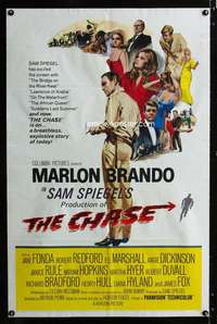 h110 CHASE one-sheet movie poster '66 Marlon Brando, Jane Fonda, Redford