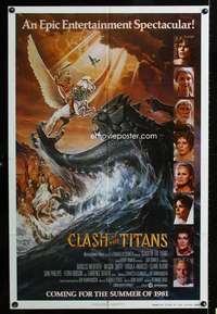 h116 CLASH OF THE TITANS advance one-sheet movie poster '81 Gouzee art!